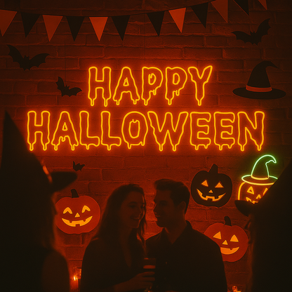 spooky halloween neon sign handmade in austin texas fast shipping