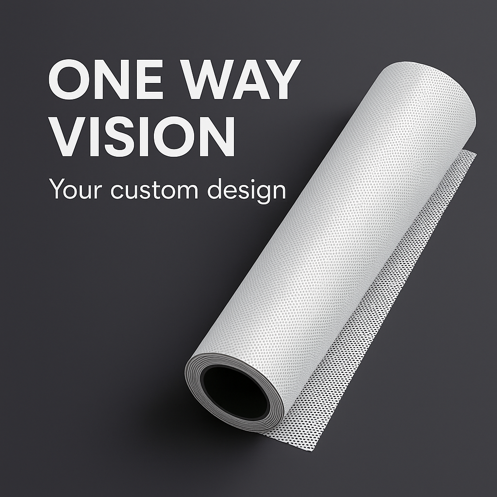 printed one way vision vinyl austin custom window graphics glowup signs