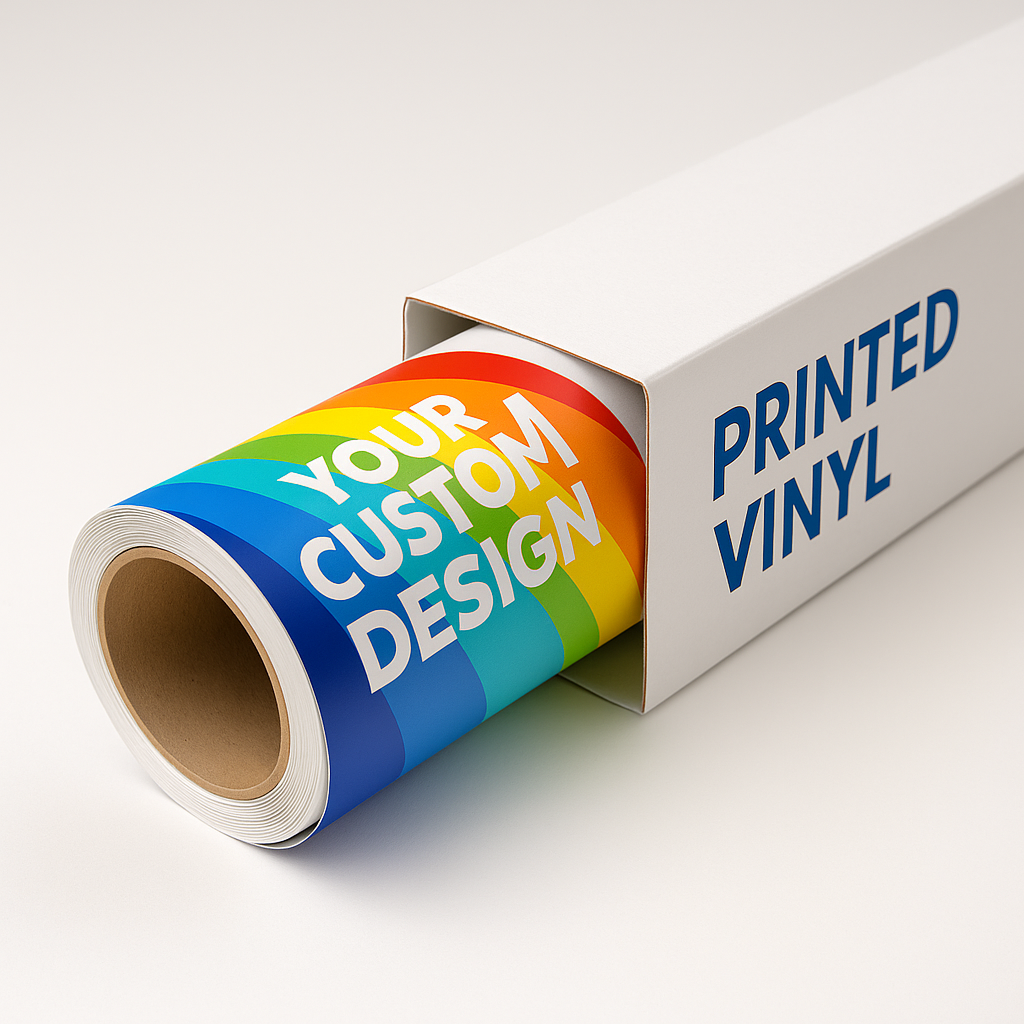 printed vinyl poster on brick wall custom glossy vinyl print austin tx