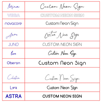 custom name sign neon font styles chart personalized led light austin