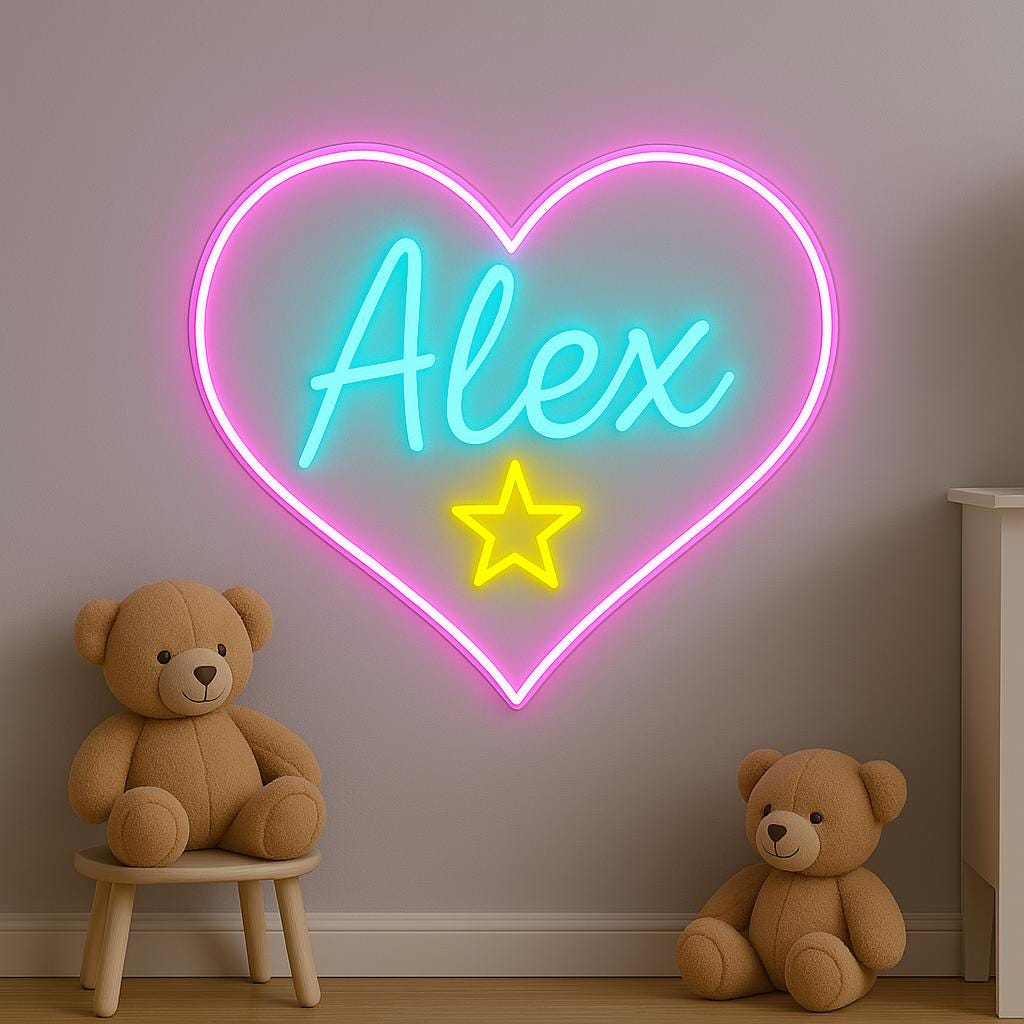 Custom Name Heart Neon Sign GlowUp Signs