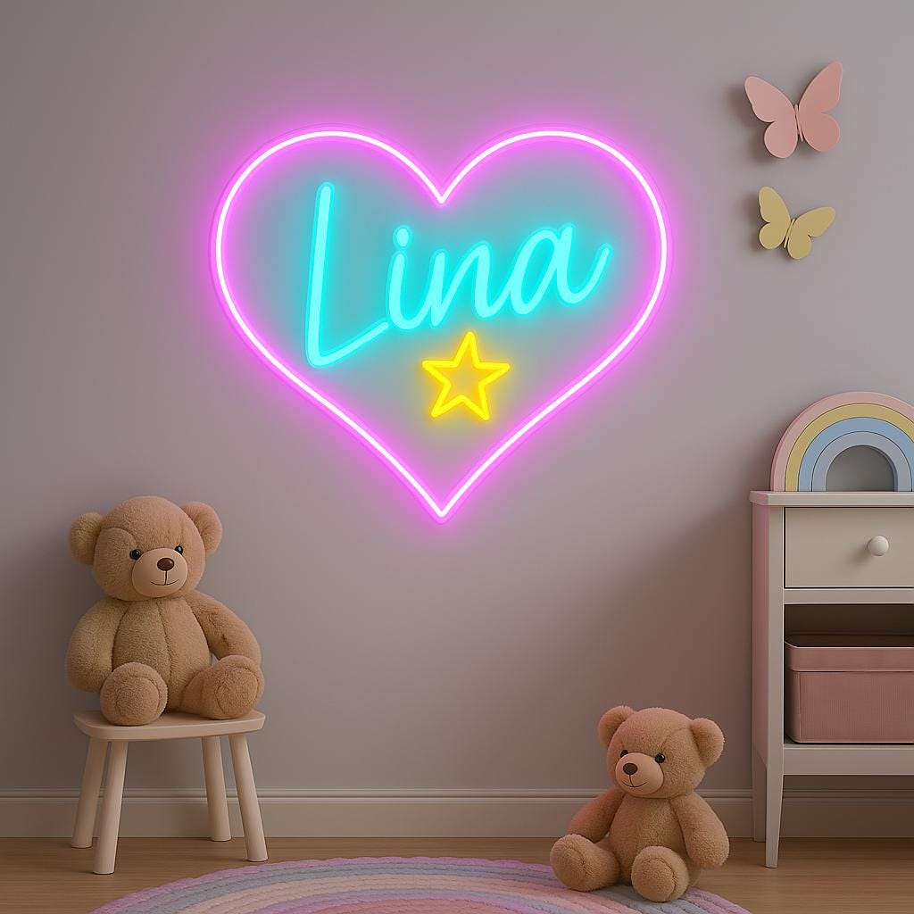 Custom Name Heart Neon Sign GlowUp Signs