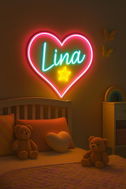 Custom Name Heart Neon Sign GlowUp Signs