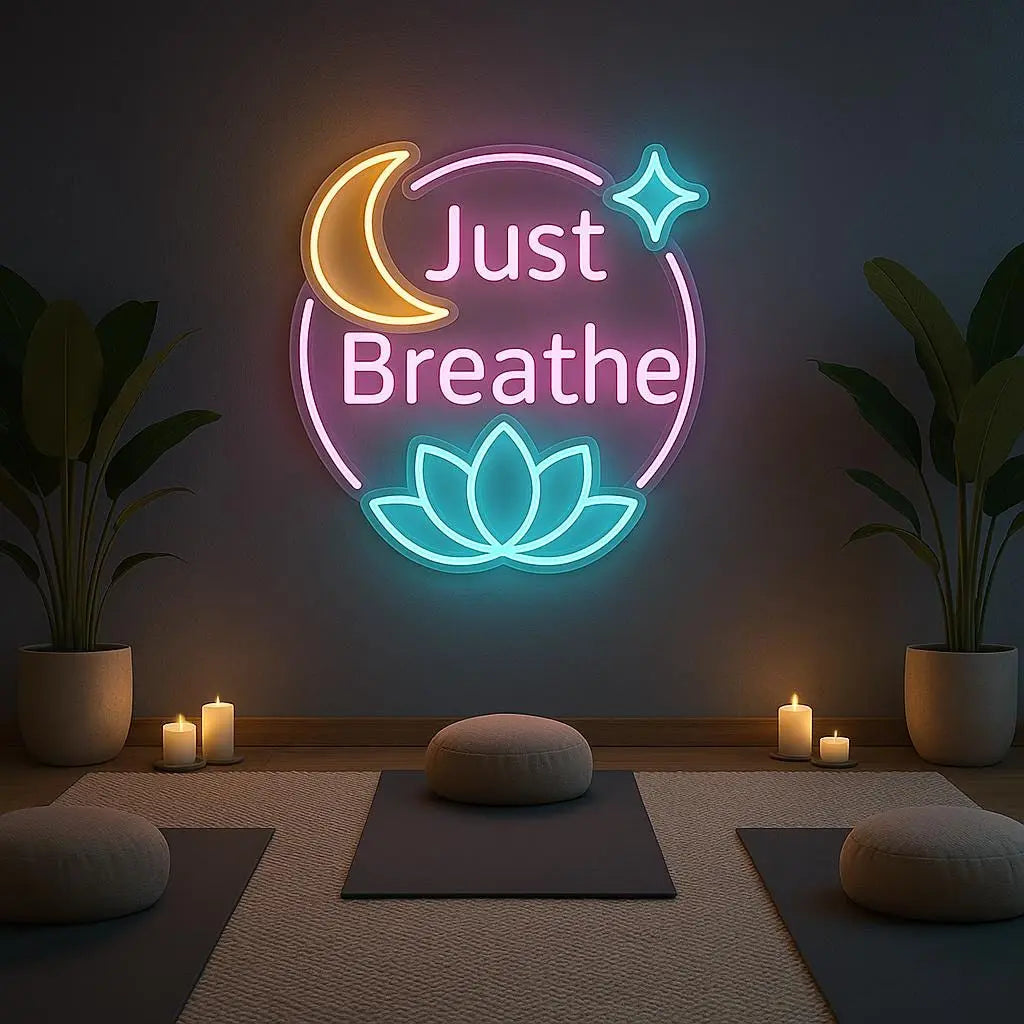Just Breathe Neon Sign GlowUp Signs